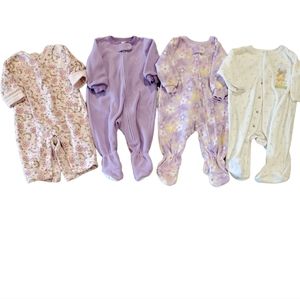 Baby Girl Sleepers - Set of 4 - Size 6 Months - Gently Used